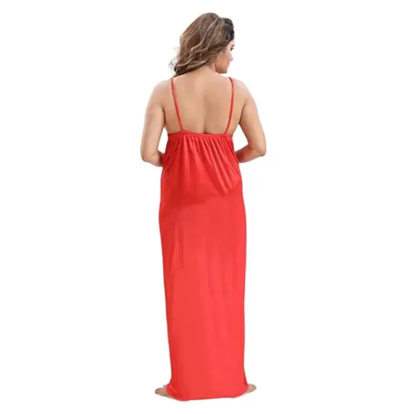 Silk Bridal Nightgown Dhoti Set Stylish Fancy Bridal Nighty Set For Women Free Size Red Color - Image 5