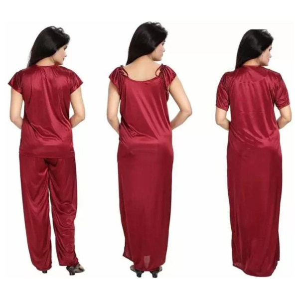 Silk Bridal Nightgown Set Stylish Fancy Bridal Nighty Set For Women Free Size - Image 2