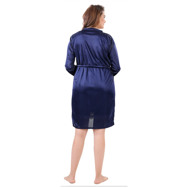 Silk Bridal Nightgown Set Stylish Fancy Bridal Nighty Set For Women Free Size Blue Color - Image 4