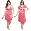 Silk Bridal Nightgown Set Stylish Fancy Bridal Nighty Set For Women Free Size Blush Pink Color