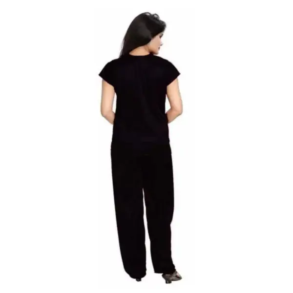 Silk Bridal Nightgown Set Stylish Fancy Bridal Nighty Set For Women Free Size Dark Black Color - Image 4