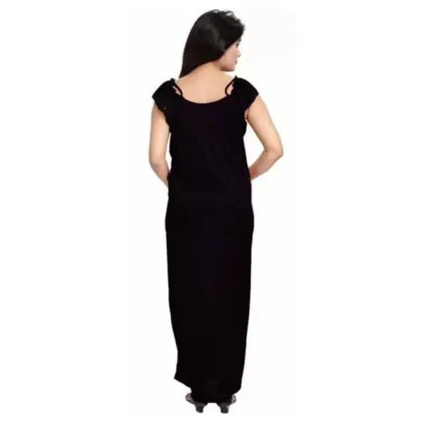 Silk Bridal Nightgown Set Stylish Fancy Bridal Nighty Set For Women Free Size Dark Black Color - Image 5