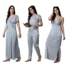 Silk Bridal Nightgown Set Stylish Fancy Bridal Nighty Set For Women Free Size Grey Color