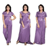 Silk Bridal Nightgown Set Stylish Fancy Bridal Nighty Set For Women Free Size Lavender Color