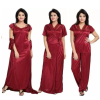 Silk Bridal Nightgown Set Stylish Fancy Bridal Nighty Set For Women Free Size Maroon Color