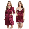 Silk Bridal Nightgown Set Stylish Fancy Bridal Nighty Set For Women Free Size Maroon Color