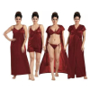Silk Bridal Nightgown Set Stylish Fancy Bridal Nighty Set For Women Free Size Maroon Color