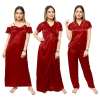 Silk Bridal Nightgown Set Stylish Fancy Bridal Nighty Set For Women Free Size Maroon Color