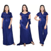 Silk Bridal Nightgown Set Stylish Fancy Bridal Nighty Set For Women Free Size Navy Blue Color