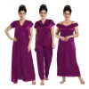 Silk Bridal Nightgown Set Stylish Fancy Bridal Nighty Set For Women Free Size Purple Color