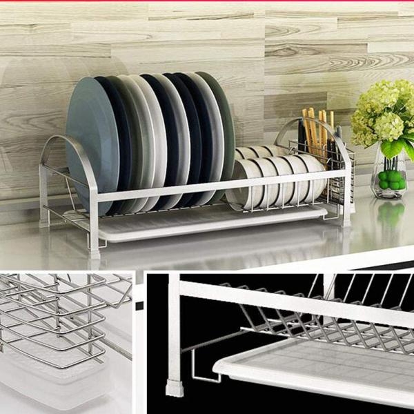 Single Layer Dish Drainer Holder Stainless Steel Kitchen Rack - Image 5
