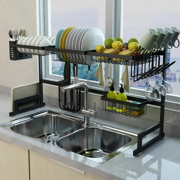 Single Layer Stainless Steel Dish Drainer Rack - Image 4