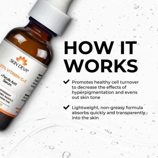 Skin Deva 20% VITAMIN C + E + FERULIC ACID SERUM For Face, Skin Diva Vitamin C , Face Serum For Anti Aging Serum For Skin Brightening Skin Bright Glowing Skin - Image 5
