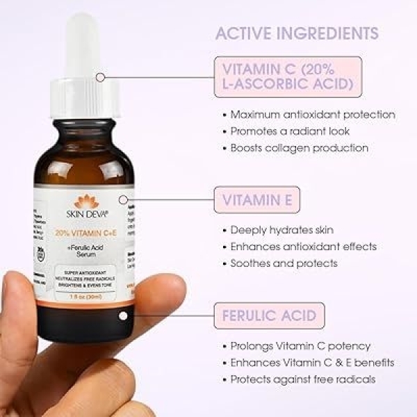 Skin Deva Ferulic Acid Serum 20 % Vitamin C With Vitamin E Plus Ferulic Acid Serum 30 ML Serum - Image 3