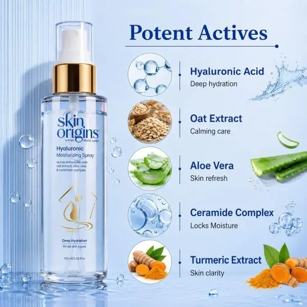 Skin Origins Hyaluronic Moisturizing Spray | Deep Hydration | All Skin Types | 100ml Face Spray | Deep Moisturizing Spray | Face mist | by Genuine Collections - Image 4