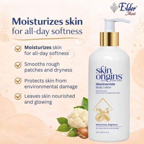 Skin Origins Niacinamide Body Lotion with Shea Butter and Hyaluronic Acid | Deep Hydration | Very Dry to Normal Skin | 300ml | Body lotion 300 ml by Genuine Collections - Image 3