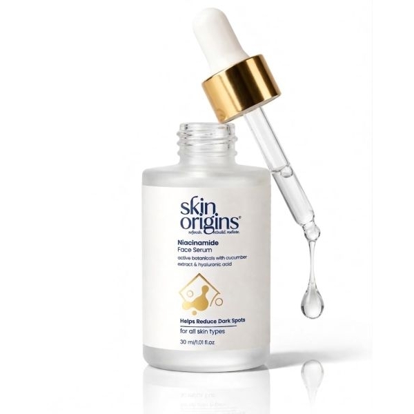 Skin Origins Niacinamide Face Serum with Cucumber Extract and Hyaluronic Acid | Helps Reduce Dark Spots | 30 ml | Face serum | Niacinaminde + cucumber+. by Genuine Collections - Image 3