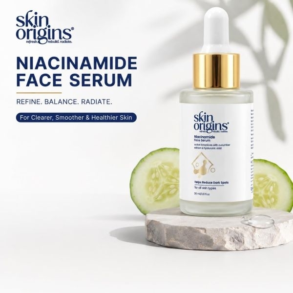 Skin Origins Niacinamide Face Serum with Cucumber Extract and Hyaluronic Acid | Helps Reduce Dark Spots | 30 ml | Face serum | Niacinaminde + cucumber+. by Genuine Collections - Image 4