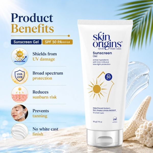 Skin Origins unscreen Gel SPF 50 PA++++ | SPF 50 | Water Resistant, Lightweight & Non-Greasy | Broad Spectrum & Blue Light Protection | Daily use sunscreen | All skin types | For Men & Women - 50gm | No white Cast | by Genuine Collection - Image 3