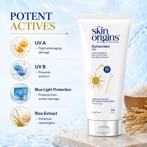 Skin Origins unscreen Gel SPF 50 PA++++ | SPF 50 | Water Resistant, Lightweight & Non-Greasy | Broad Spectrum & Blue Light Protection | Daily use sunscreen | All skin types | For Men & Women - 50gm | No white Cast | by Genuine Collection - Image 5
