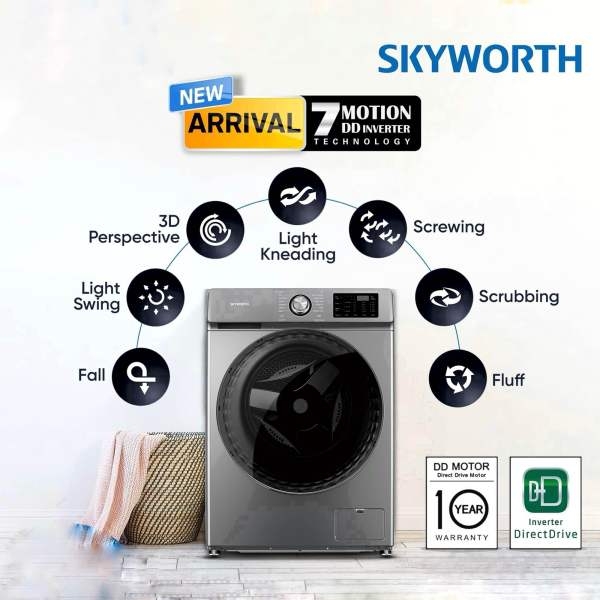 SKYWORTH 8 Kg Direct Drive Front Loading Washing Machine F8014DSDN - Image 3
