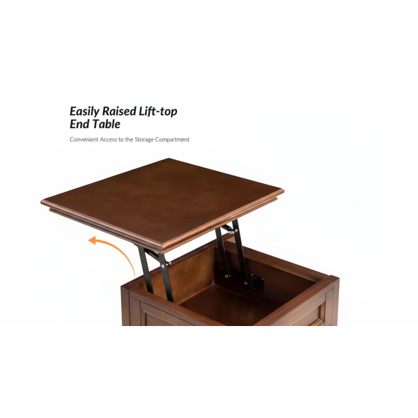 Small Liftop Table For Tea Coffee And Laptop Stand Sofa Side Table with Lift Feature and Storage Portable With Wheels Smart Furniture in Brown - Image 4