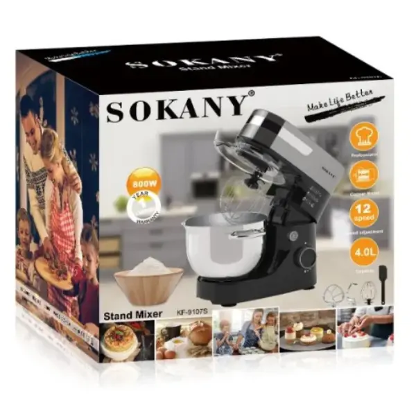 SOKANY KF-9107S 800W 4L Stand Mixer in Black - Image 4