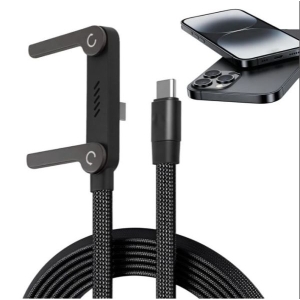 Solid 2-in-1 Invisible Holder Charger Cable TC - TC & TC - Lightning 240W Portable Fast Charging Cord with Built-in Phone Stand