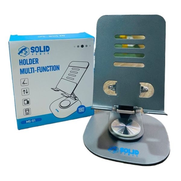 Solid MS-01Mobile Phone Stand 360-Degree Rotating, Adjustable Foldable Cell Phone Holder, Aluminum Office Desk Accessories - Image 2