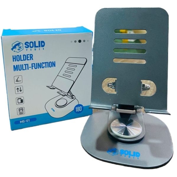 Solid MS-01Mobile Phone Stand 360-Degree Rotating, Adjustable Foldable Cell Phone Holder, Aluminum Office Desk Accessories - Image 4