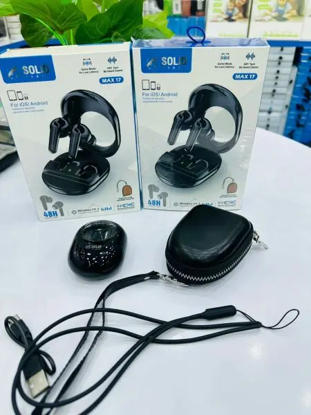 Solid Power MAX 17 | Gaming Supported Earbuds | PUBG | 48 Hour Playing Music | ENC Noise Reduction | Earbuds Case Free | 6 Months Warranty