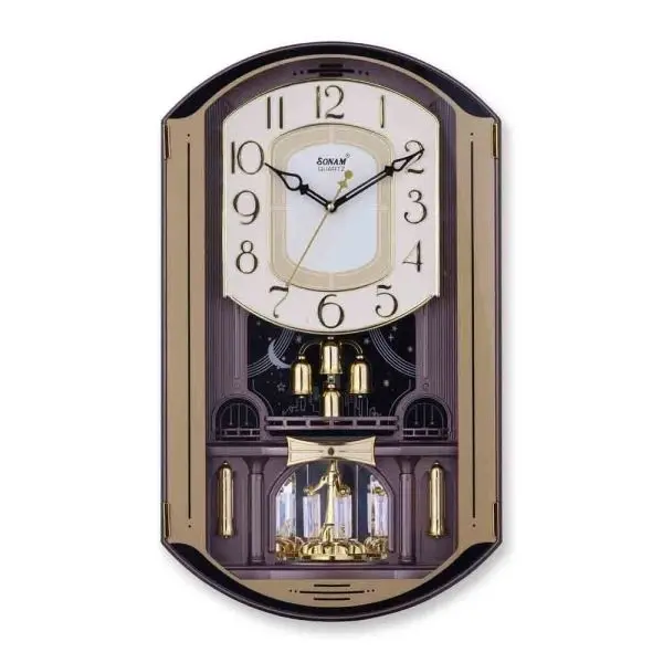 Sonam Analog 7747 SST Rotating Pendulum Musical Wall Clock , For Home , Size 490 X 285 MM - Image 4