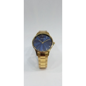 Sonata Quartz Analog Blue Dial Golden Stainless Steel Strap Watch For Men 77144YM01