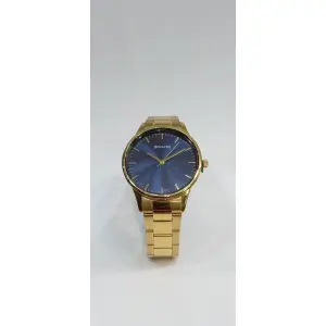 Sonata Quartz Analog Blue Dial Golden Stainless Steel Strap Watch For Men 77144YM01