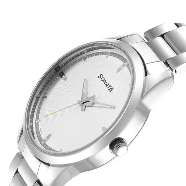Sonata Quartz Analog Silver Dial Stainless Steel Strap Watch for Men - Image 5