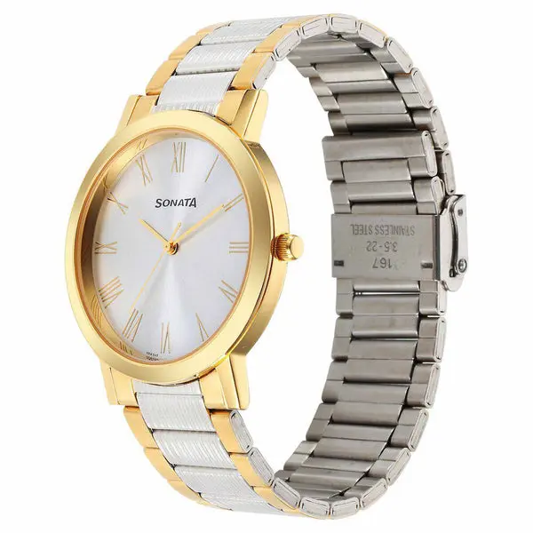 Sonata Utsav Quartz Analog Grey Dial Stainless Steel Strap Watch for Men - Image 2