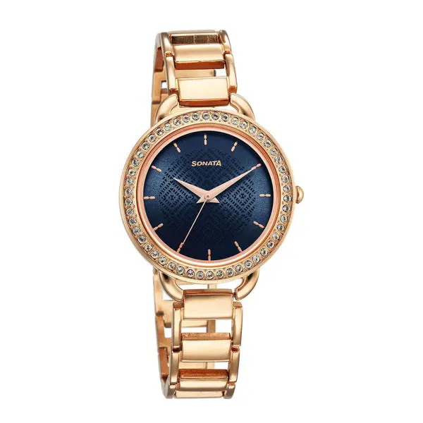 Sonata Wedding Quartz Analog Blue Dial Metal Strap Watch for Women - Image 2