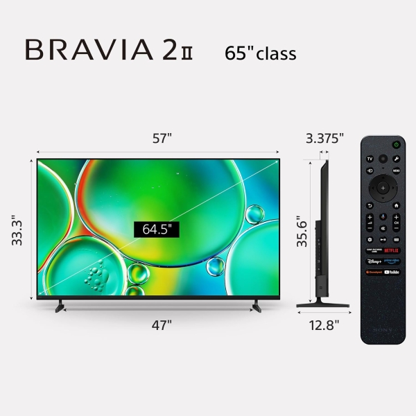 Sony BRAVIA 2 II 65 Inch 4K Ultra HD LED Smart TV with Google TV and Exclusive Features for PlayStation®5 (K-65S20M2) - Image 3