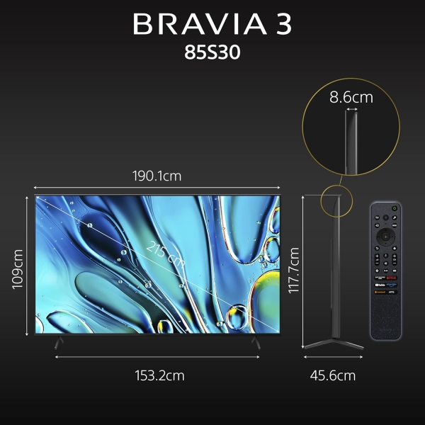 Sony BRAVIA 3 Series 215 cm (85 inches) 4K Utra HD AI Smart LED Google (TV K-85S30) - Image 3
