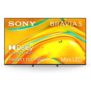 Sony BRAVIA 5 75 Inch TV, Mini LED, 4K Smart Google TV, XR Processor with AI Technology,120hz Television with Dolby Vision/Atmos, Exclusive Features for PlayStation®5 (K-75XR50)