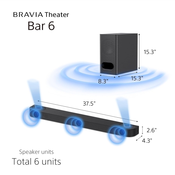 Sony BRAVIA Theater Bar 6, 3.1.2ch soundbar with Powerful Wireless subwoofer, Surround Sound by Dolby Atmos®/DTS:X® Compatible (HT-B600) - Image 2