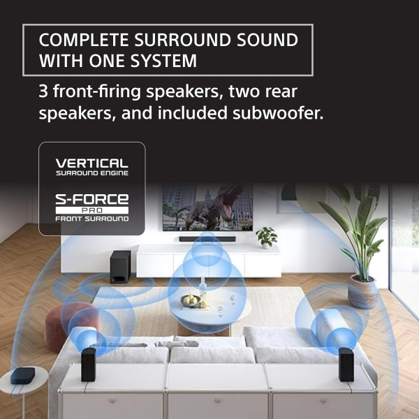 Sony Bravia Theatre System 6 (HT-S60) Real 5.1ch 1000W,Dolby Atmos/DTS:X Soundbar Home Theatre with Powerful subwoofer & Wireless Rear Speakers,Voice Zoom3,BCA App, Bluetooth,HDMI eARC - Image 6