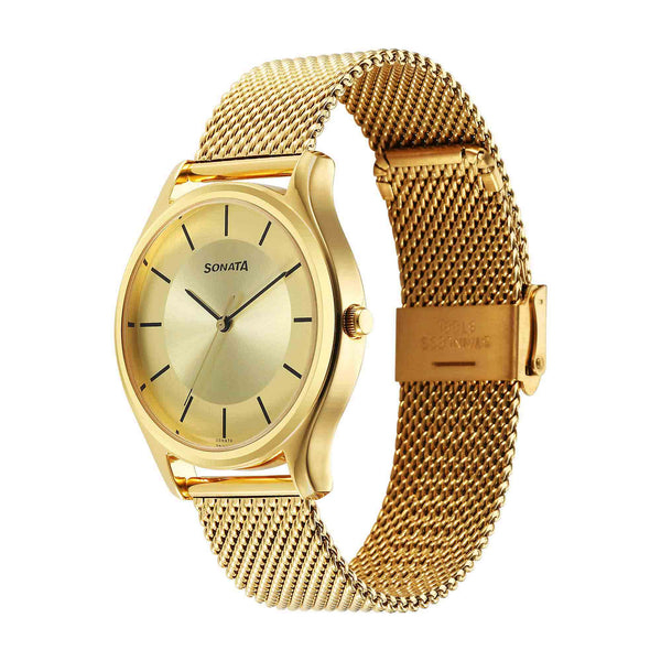 Sota Quartz Alog Champagne Dial Watch for Men - Image 3