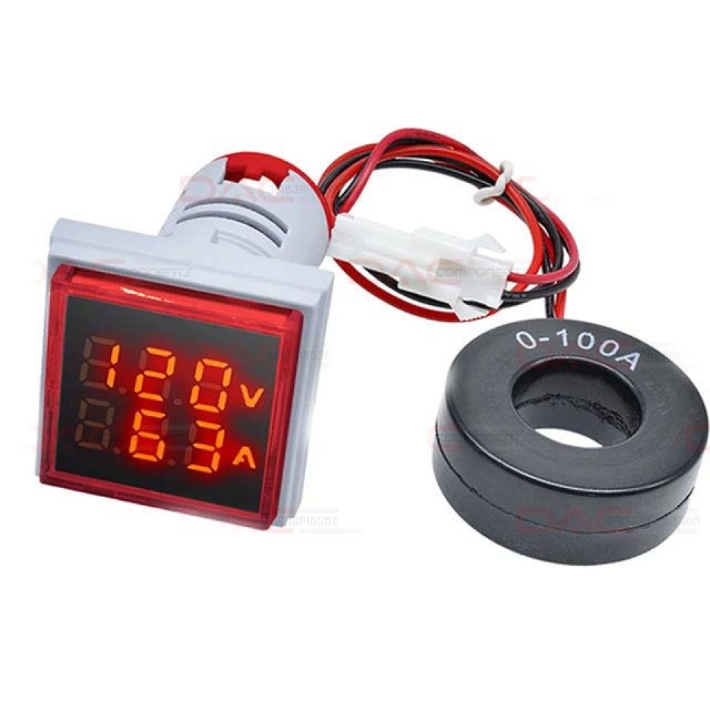 Mini Current Display Square Digital Led Current Indicator Voltage Meter and Mini Volt Amp ...