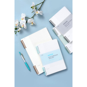 Square Grid Notebook /Comix C5606 Morandi PP Cover Notebook with Two Separated Spirals A5 80 Sheets