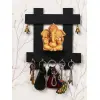 Square Wooden 5 Hook Key Holder WIth Bell Design- Idol Included