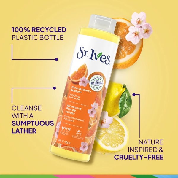St.Lves Energizing Body Wash, Citrus & Cherry Blossom, 22 fl oz - Image 4