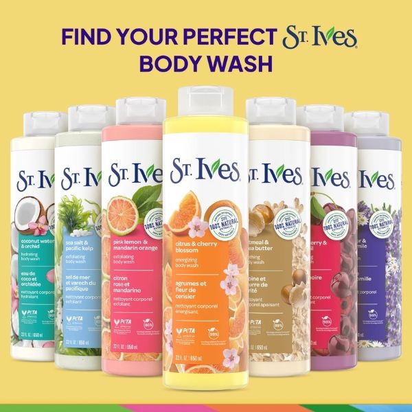 St.Lves Energizing Body Wash, Citrus & Cherry Blossom, 22 fl oz - Image 2