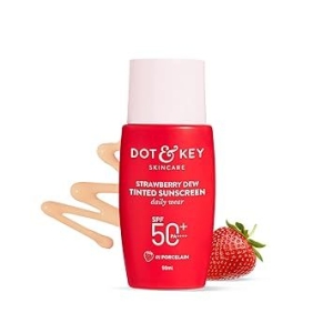 Strawberry Dew Tinted Sunscreen SPF 50+ Pa++++ - 01 Porcelain | Protection Against UA/UB | Broad Spectrum, Water & Sweat resistant | For All Skin Types | 50ml