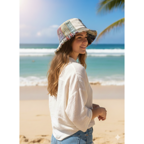 Stylish and Sun-Protected with the Eco-Friendly Handmade Hemp & Cotton Mix Hat For Unisex - Image 2